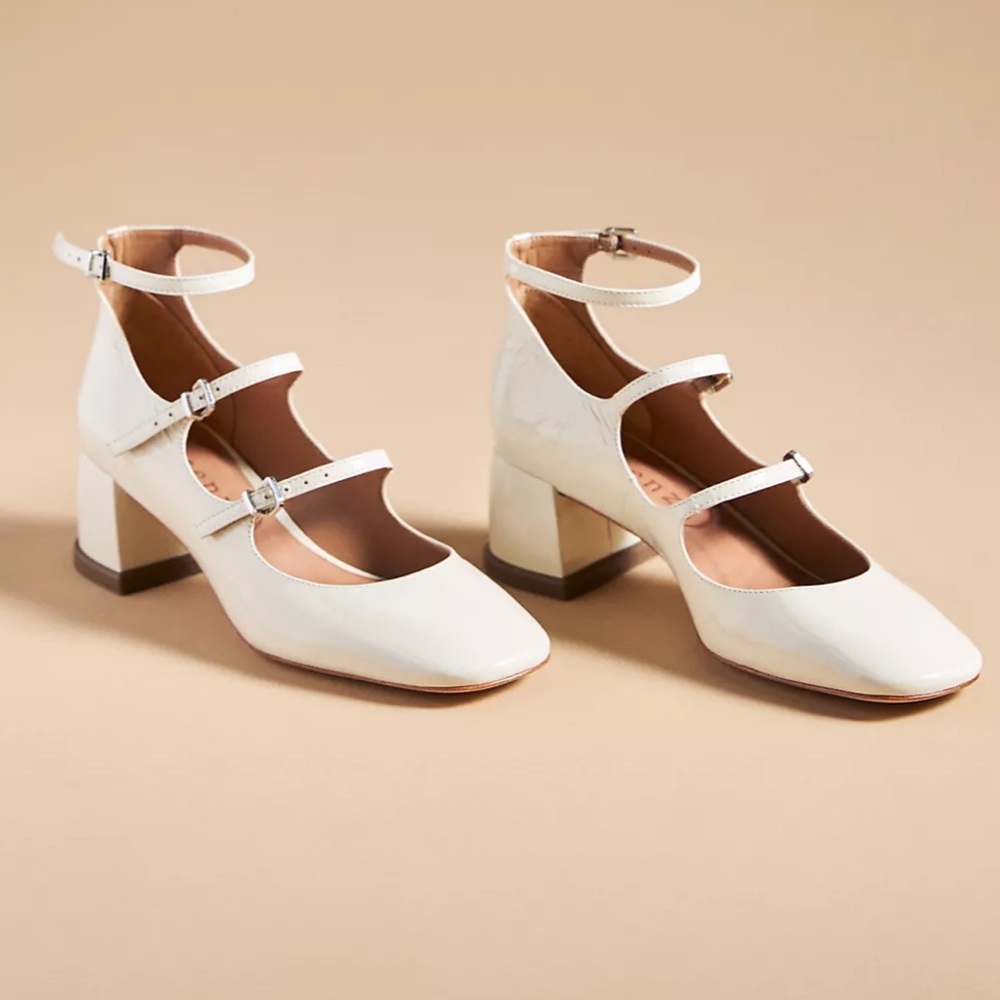 Vicenza Triple-Strap Mary Jane Heels